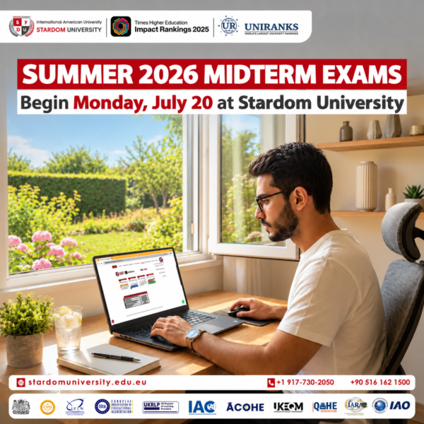 Midterm exams for the Summer 2026 semester begin at Stardom International American University.